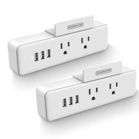 NTONPOWER Power Strip 2 Outlets With 3 USB Ports and Phone Stand Charging Wall Mounted US Plug for Travel/Home/Washroom/Kitchen