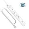 NTONPOWER Surge Protector Flat Plug Wall Mounted 7 Outlets Power Strip 10ft Long Extension Cord for Kitchen Office Home Theater