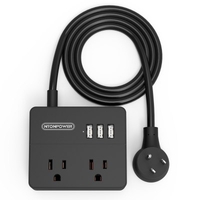 NTONPOWER Travel US Power Strip White Small Portable With 10FT Universal USB Socket For Office Cruise Ships Business Trip Hotels