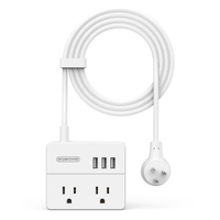 NTONPOWER Travel US Power Strip White Small Portable With 10FT Universal USB Socket For Office Cruise Ships Business Trip Hotels