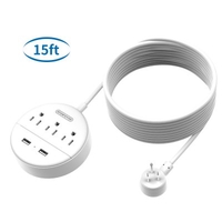 NTONPOWER Universal Power Strip US 15ft Extension Plug Outlet With Usb Extension Socket Lightweight For Home and Nightstand