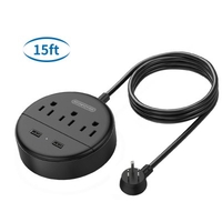 NTONPOWER Universal Power Strip US 15ft Extension Plug Outlet With Usb Extension Socket Lightweight For Home and Nightstand