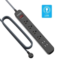 NTONPOWER US Plug Outlet Extension Universal Power Strip Extra Long Extension Board White Braided Line For Nightstand Home