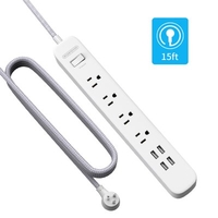 NTONPOWER US Plug Outlet Extension Universal Power Strip Extra Long Extension Board White Braided Line For Nightstand Home
