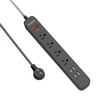 NTONPOWER US Power Strip US Plug Black Braided Wire Surge Protector Socket Slim Sleek Design Overload Protection For Home Office
