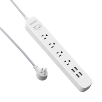 NTONPOWER US Power Strip US Plug Black Braided Wire Surge Protector Socket Slim Sleek Design Overload Protection For Home Office