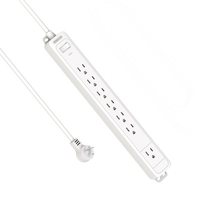 NTONPOWER US Wide Pitch Plug Surge Protector 1080J Power Strip 7 Outlets Desktop Charging Station for Kitchen Office Home Theater