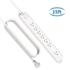 NTONPOWER Wall Mounted 7 Outlets US Multi Power Strip Surge Protector 1080J With 15Ft Extension Cord for Kitchen Office Home