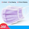 OLAF Purple 10/50//100/200pcs Mask Disposable Non wove 3 Layer Ply Filter Mask mouth Face mask Breathable Earloops Masks Fast Shipping Nonmedical
