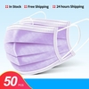 OLAF Purple 10/50//100/200pcs Mask Disposable Non wove 3 Layer Ply Filter Mask mouth Face mask Breathable Earloops Masks Fast Shipping Nonmedical