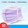 OLAF Purple 10/50//100/200pcs Mask Disposable Non wove 3 Layer Ply Filter Mask mouth Face mask Breathable Earloops Masks Fast Shipping Nonmedical