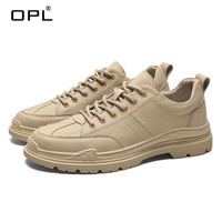 OPL Men 2020 British Retro Rub Color Leather Shoes Bullock Tide Shoes Korean Trend Martin Boots Men