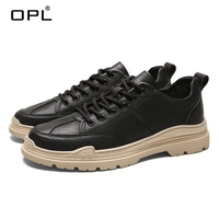 OPL Men 2020 British Retro Rub Color Leather Shoes Bullock Tide Shoes Korean Trend Martin Boots Men