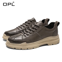 OPL Men 2020 British Retro Rub Color Leather Shoes Bullock Tide Shoes Korean Trend Martin Boots Men