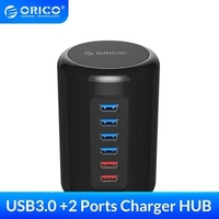 ORICO RH4CS-BK 4-Port USB3.0 HUB ABS Material Ultra-Mini with 2 Charging Ports Super Charger 5V Max 2.4A for Pad Phone -Black