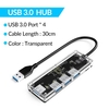 ORICO Transparent USB HUB Multi High Speed USB 3.0 Splitter 4 Ports OTG Card Read Adapter For Desktop PC Laptop Accessories
