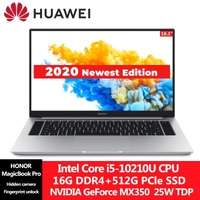 Original 2020 Huawei HONOR MagicBook Pro Laptop 16.1 inch MX350 GPU Intel Core i5-10210U /i7-10510U 16GB DDR4 512GB SSD 100% sRGB Fingerprint Notebook