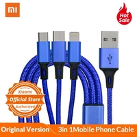 Original USB Cable For iPhone X 8 7 6 3 in 1 -Type C / Micro USB For iPhone Charging Charger Mobile Phone Cable for Android IOS