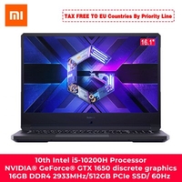 Original Xiaomi Redmi G Gaming laptop 16.1 inch FHD Laptop For Intel I7 /I5 16GB DDR4 2933MHz RAM 512GB PCle SSD Storage Camera Office Redmibook