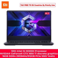 Original Xiaomi Redmi G Gaming laptop 16.1 inch FHD Laptop For Intel I7 /I5 16GB DDR4 2933MHz RAM 512GB PCle SSD Storage Camera Office Redmibook