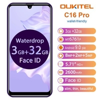 OUKITEL C16 Pro Smartphone 3GB 32GB MT6761P Quad Core 5.71 Waterdrop Screen 19/9 Fingerprint LTE 2600mAh Face ID Mobile Phone