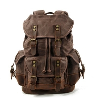 Outdoor Shoulder Bag Leisure Travel Backpack Schoolbag Large Capacity Canvas Bag Stitching Leather Mountaineering