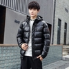 Padded Male Korean Teenagers Ins Winter Leisure Warm Light Perception Glossy Hoodie Men