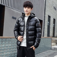 Padded Male Korean Teenagers Ins Winter Leisure Warm Light Perception Glossy Hoodie Men
