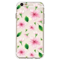 Painted Flowers and Leaves Pattern TPU Material Phone Case Cover Shell for iPhone