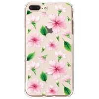 Painted Flowers and Leaves Pattern TPU Material Phone Case Cover Shell for iPhone
