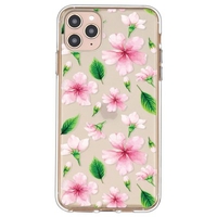 Painted Flowers and Leaves Pattern TPU Material Phone Case Cover Shell for iPhone