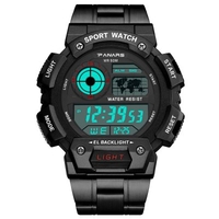 PANARS 8133 Men Digital Watch Alloy Steel Band Wristwatch Luminous Multifunctional Waterproof Fashion Light Luxury Style