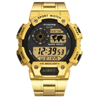 PANARS 8133 Men Digital Watch Alloy Steel Band Wristwatch Luminous Multifunctional Waterproof Fashion Light Luxury Style