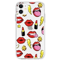Personalized Lips Lipstick Puzzle Pattern Phone Case Cover Shell TPU Material for iPhone