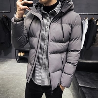 Perth Man Winter Coat Korean Men Thick Warm Coat Slim Young Student Fashion Solid Color Bread Service