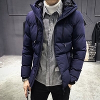 Perth Man Winter Coat Korean Men Thick Warm Coat Slim Young Student Fashion Solid Color Bread Service