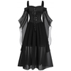 Plus Size Cold Shoulder Butterfly Sleeve Lace Up Halloween Dress