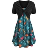 Plus Size Dinosaur Print Ruffled Dress With Twist Top