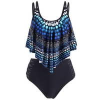 Polka Dot Criss Cross High Waisted Tankini Swimwear