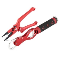 Portable Aluminum Alloy Fish Control Machine with Scale + Self-locking Luya Pliers Kit Outdoor Fishing Tools