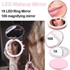 Portable LED Lighted Makeup Mirror Folding Magnifying Round Cosmetic Mirror Portable Vanity LED Mirror With Light Beauty Tool