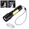 Portable Rechargeable LED Flashlight T6 COB LED Torch Work Lamp Battery built-in with Clamp LED Flashlight