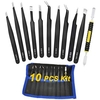 Precision Tweezer Set Craft Tweezers Soldering Tweezer Jewelry Tweezer Ingrown/Eyebrow Tweezers Anti-Static Stainless Steel ESD Tweezers Tools Kit