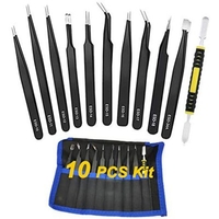 Precision Tweezer Set Craft Tweezers Soldering Tweezer Jewelry Tweezer Ingrown/Eyebrow Tweezers Anti-Static Stainless Steel ESD Tweezers Tools Kit