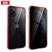Privacy Tempered Glass Magnetic Case for iPhone 11 Pro Max 7 8 Plus XR Anti Peep Magnet Metal Bumper Full Body Protection Cover