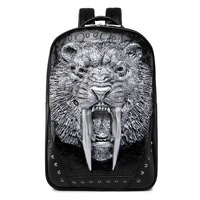 PU Backpack Embossed Three-dimensional Tiger Head Travel Backpack Student Trend Schoolbag