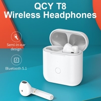 QCY T8 Wireless Bluetooth Sports Headphones App Control Large Battery V5.1 Semi-in-ear Headset With Type-c Interface Earphone
