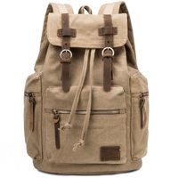 Solid Color Canvas Backpack Outdoor Backpack Retro Shoulder Bag