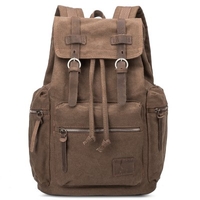 Solid Color Canvas Backpack Outdoor Backpack Retro Shoulder Bag