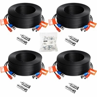 ZOSI 4pcs 100ft Video Power Cable BNC RCA Cord Wire for Security Camera System